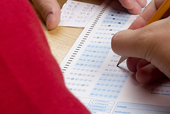 Student filling out standardized test